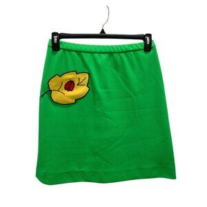 Vintage Hadley Polyester Green Skirt Ladybug On Leaf Size 14